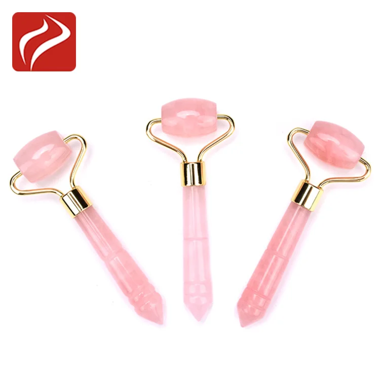 Handheld Rose Quartz Jade Roller Beauty Facial Massage Tool Rose Jade Roller