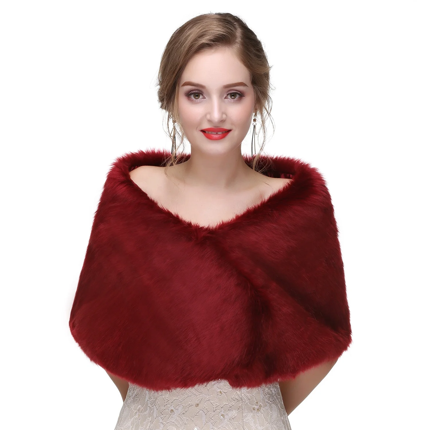 Faux Fur Shawl Wraps Cloak Coat Sweater Cape Wedding Bridal Winter