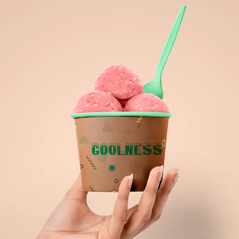 LOKYO Custom cute cartoon frozen yogurt ice cream bowl to go disposable paper cup for ice cream