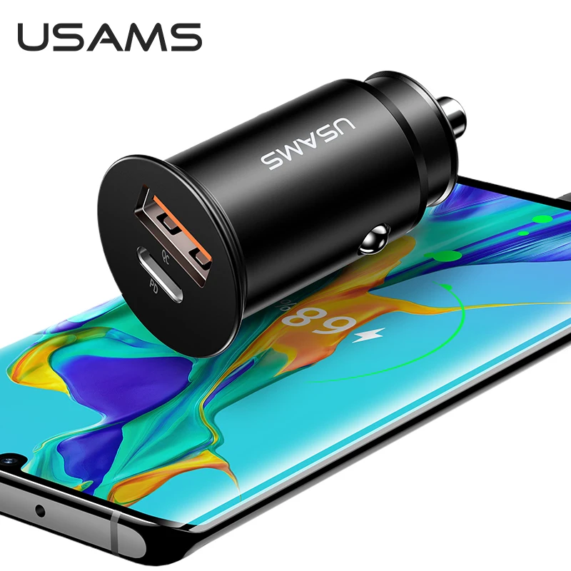  USAMS Новое быстрое зарядное устройство CC097 QC4.0 PD3.0 5A металлическое автомобильное для