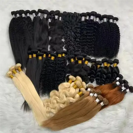Wholesale support customized service Brazilian Hair extension cheap bone straight piano color ombre virgin human hair bundles