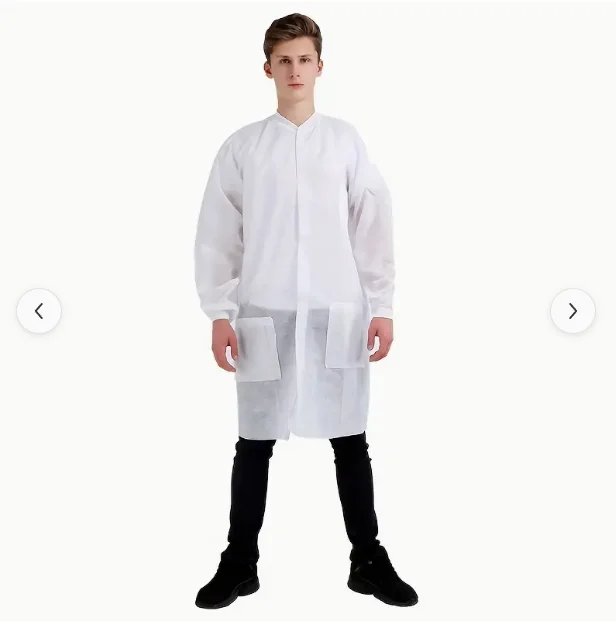 High Quality PP SMS Hospital gown wholesale factory supplier cheap Non Woven white disposable lab coat