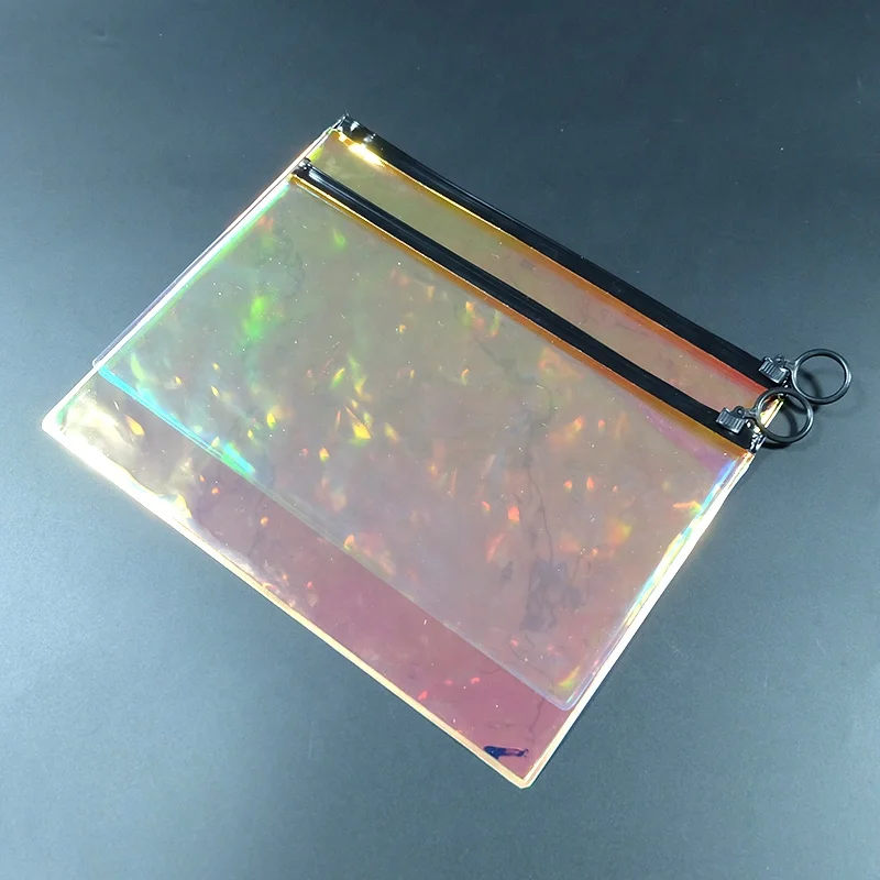 Wholesale Customized Laser Holographic Travel Transparent TPU Zipper Cosmetic Bag Luxury Makeup Bags