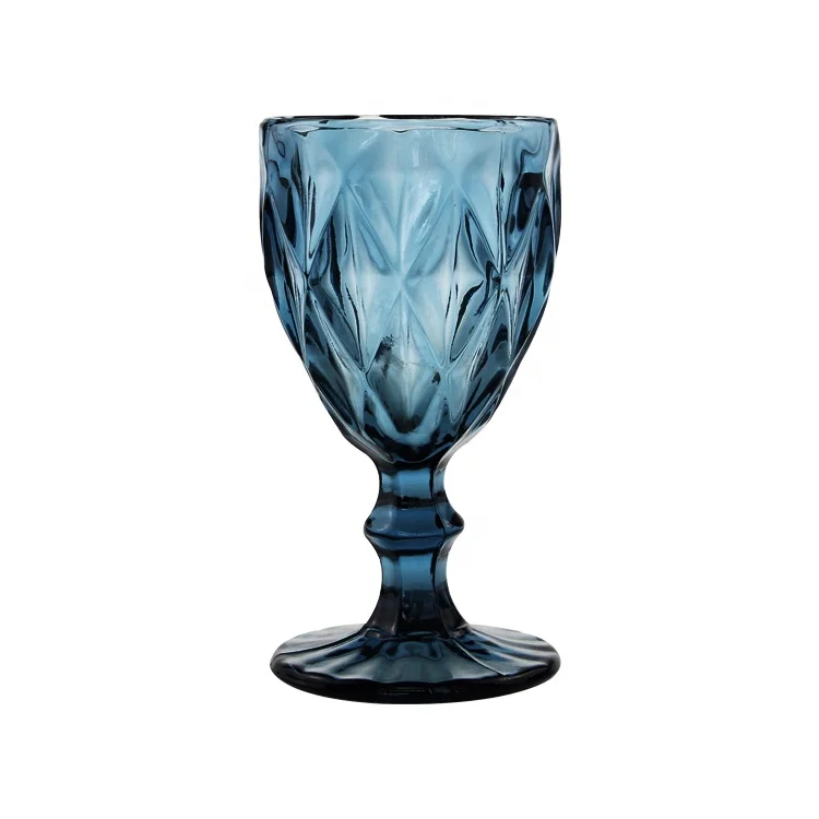 Стеклянная посуда Дымчатая сине-зеленая фиолетовая машинка для производства шампанского с тиснением винтажные европейские бокалы вина воды свадебной церемонии