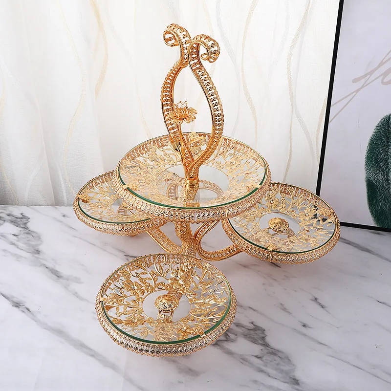 Hot Sale Cake Display Stand Luxury 4 Layer Serving Tray Platter Dessert Holder For Wedding Party Home Decor