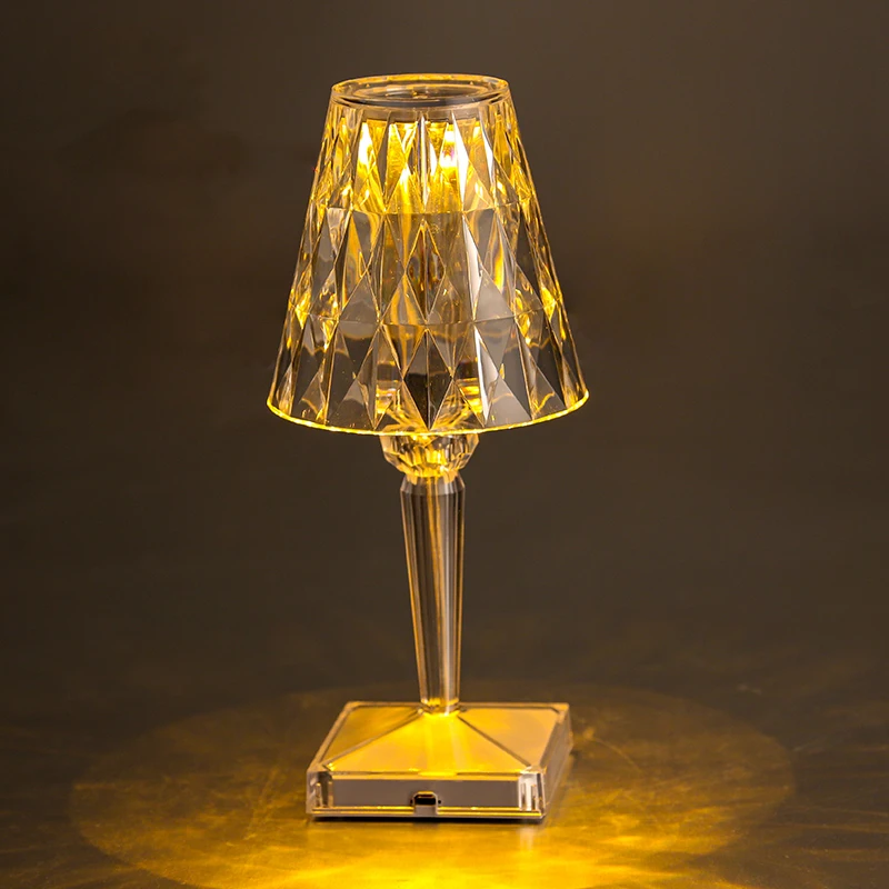 Desktop decoration crystal projection lamp LED atmosphere night light bedroom rechargeable diamond table lamp