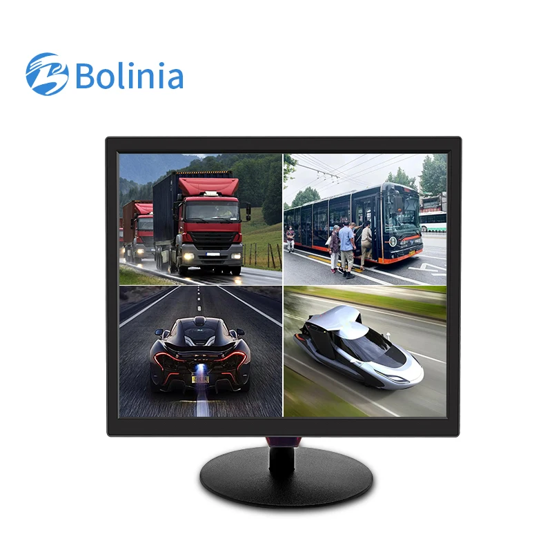 Industrial Grade 17 inch 1280*1024 LCD monitor plastic frame 4 channels security monitoring display For Security