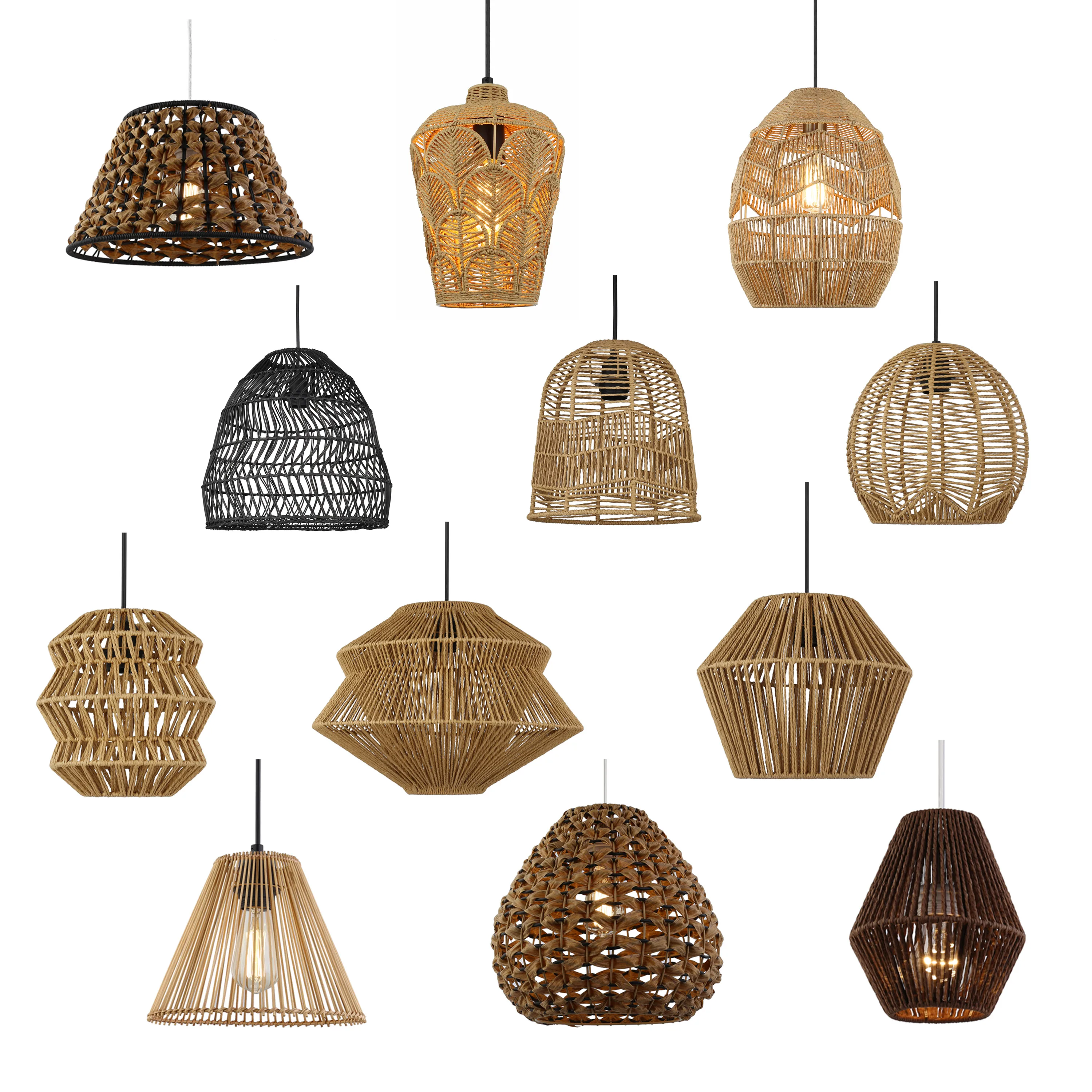 Decorative Housing Bamboo New Design Nature wooden pendant lamp bamboo lamp shade pendant light rattan shade