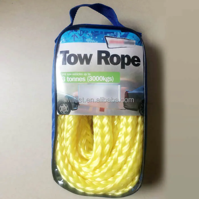 Polypropylene braided kinetic recovery rope HUTZ 3000 kg tow rope with hooks TR30B18X3.5HA 4m emergency rope for car truck