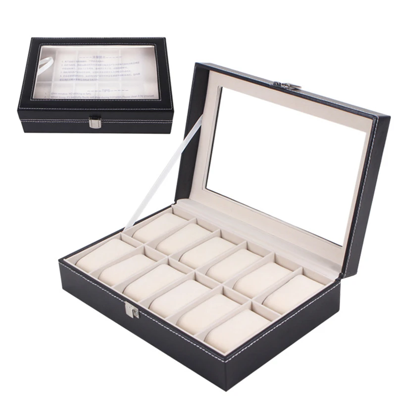 Factory spot luxury PU leather 10-slot watch box watch storage box double 12-bit watch box storage