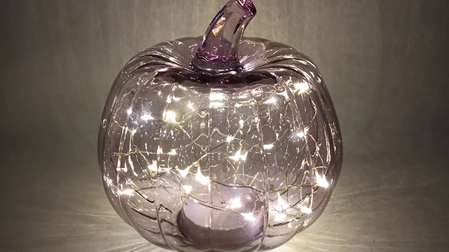 Navidad 2021 Lampara de calabaza de vidrio Glass Pumpkin Light LED Light up Pumpkin Tabletop Ornaments for Halloween Christmas