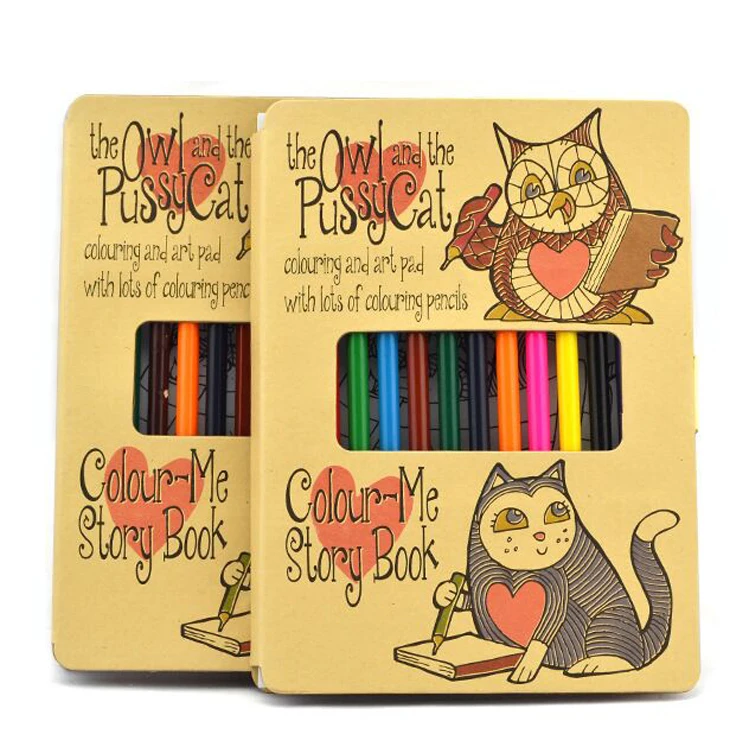 
Custom Wholesale promotional Kids Stationery Coloring Books and Crayon Set 