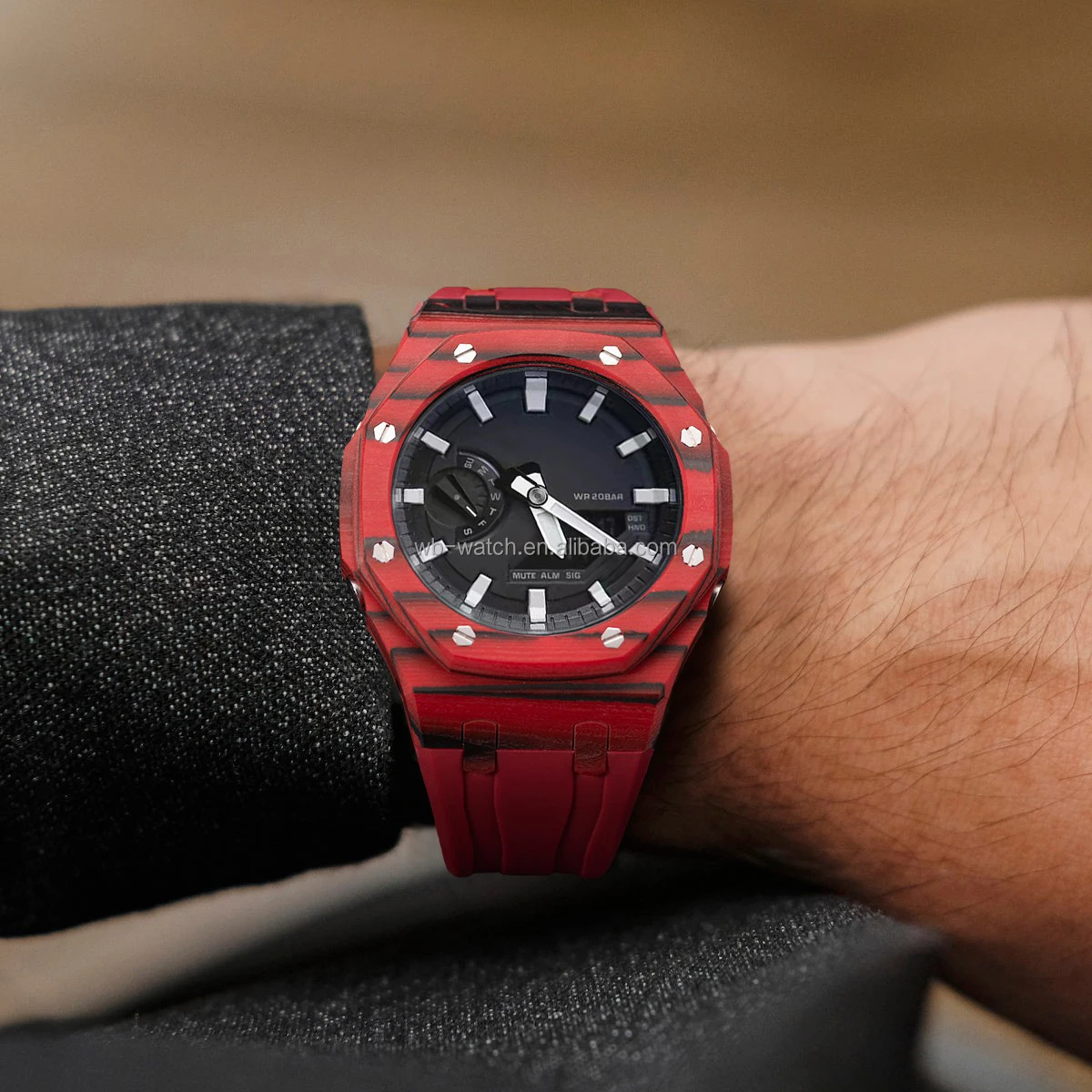 Комплект для часов G Shock Ga2100 силиконовый ремешок и чехол из углеродного волокна
