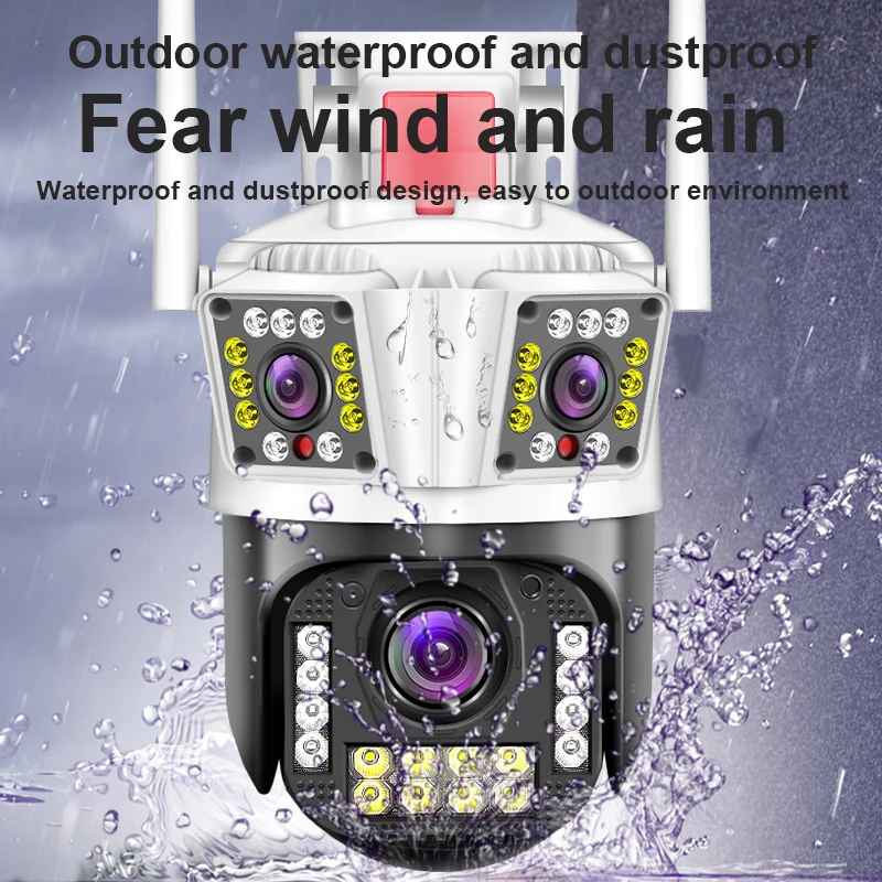 Wistino 6K 3-lens outdoor waterproof camera human motion tracking alarm push wifi security camera