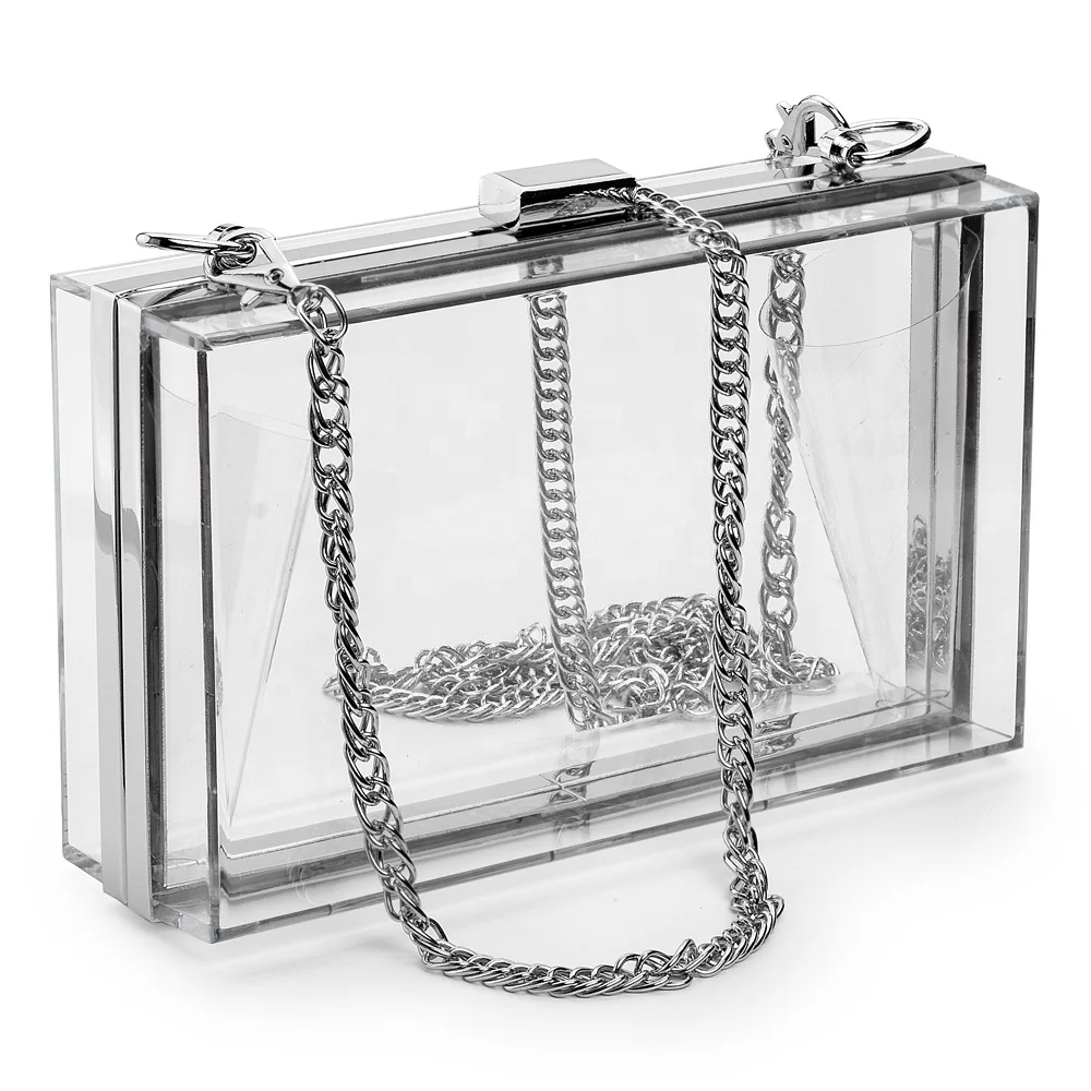 New Fashion Elegant Women Acrylic Evening Handbag Cross-Body Purse Bag With Gold Chain