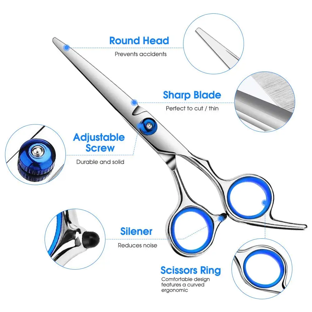 JIEYI 10 Pieces Stainless Steel Hairdressing Shears Set Hair Cutting Scissors Set