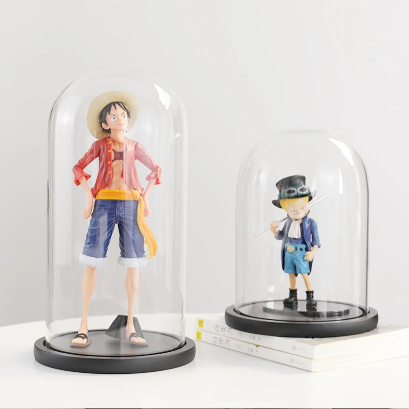 display decorative tin containers hand blown glass domed bell shaped with wood base