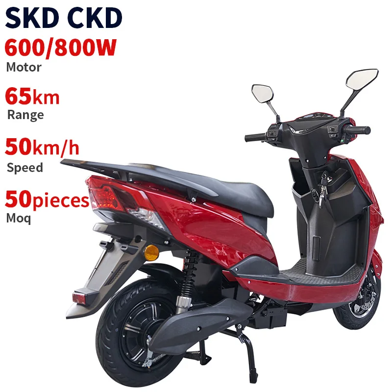 CKD SKD 10/12inch lithium battery electric moped 600W/800W 40-50km/h speed 45-65km range 2 seat electric moped scooter for adult