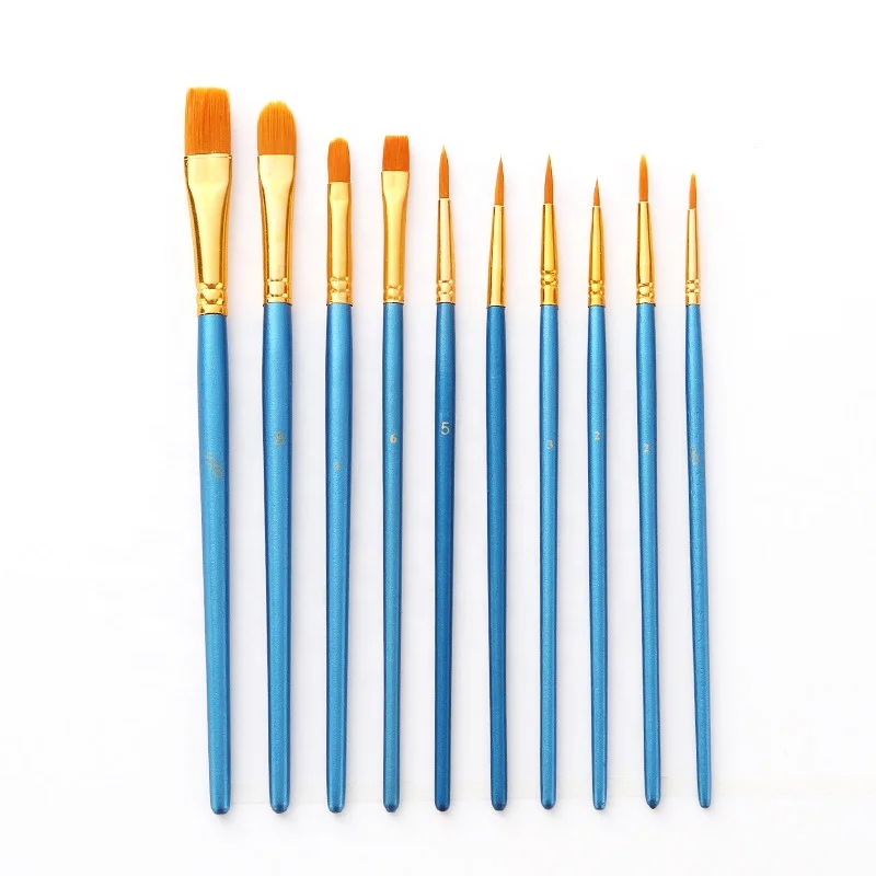 10 pcs paint brushes with palette watercolor gouache nylon wool paintbrushes