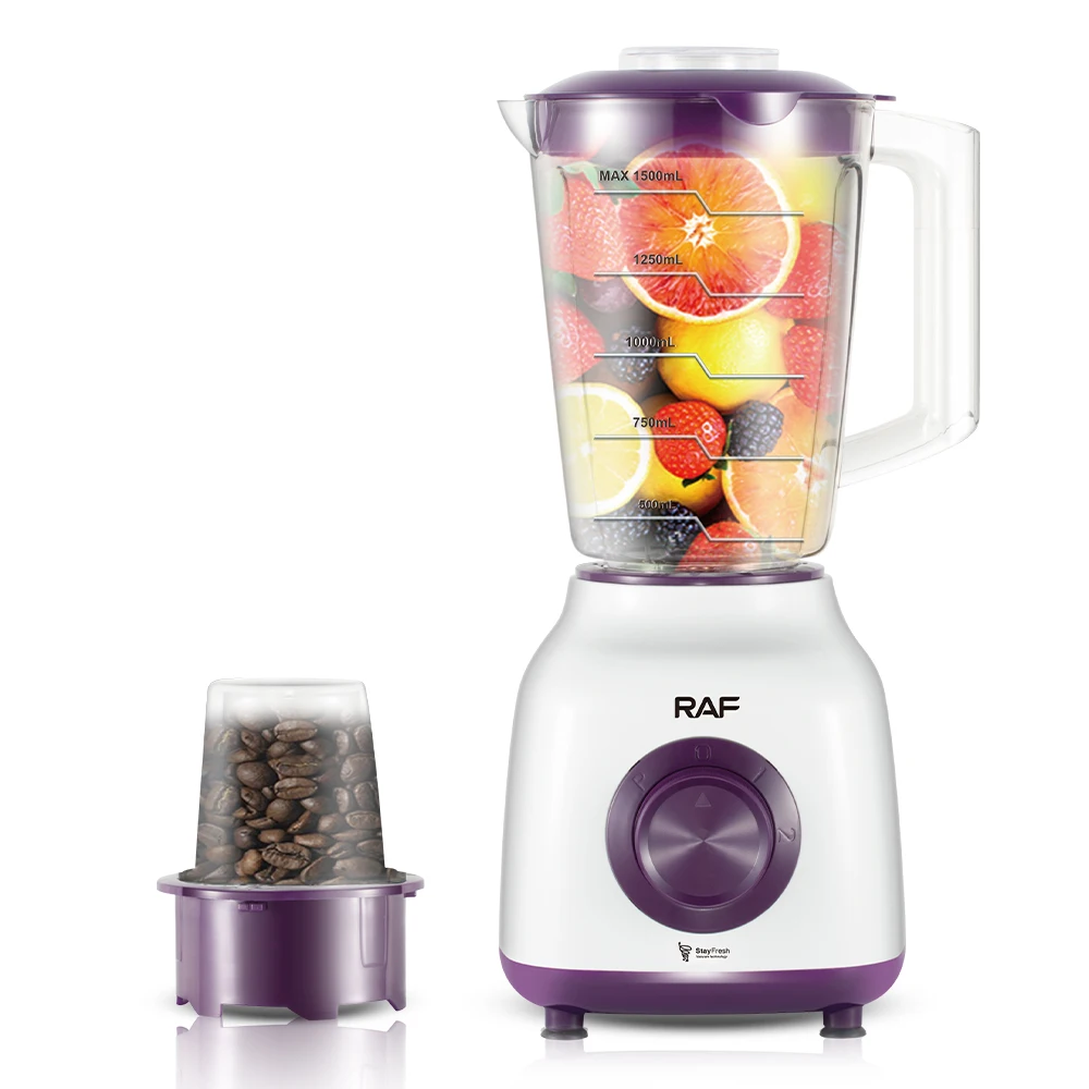 RAF Cheap High Power 2 in 1 Multipurpose 1.5L Plastic Jar Fruit Juicers Electric Smoothie Blender