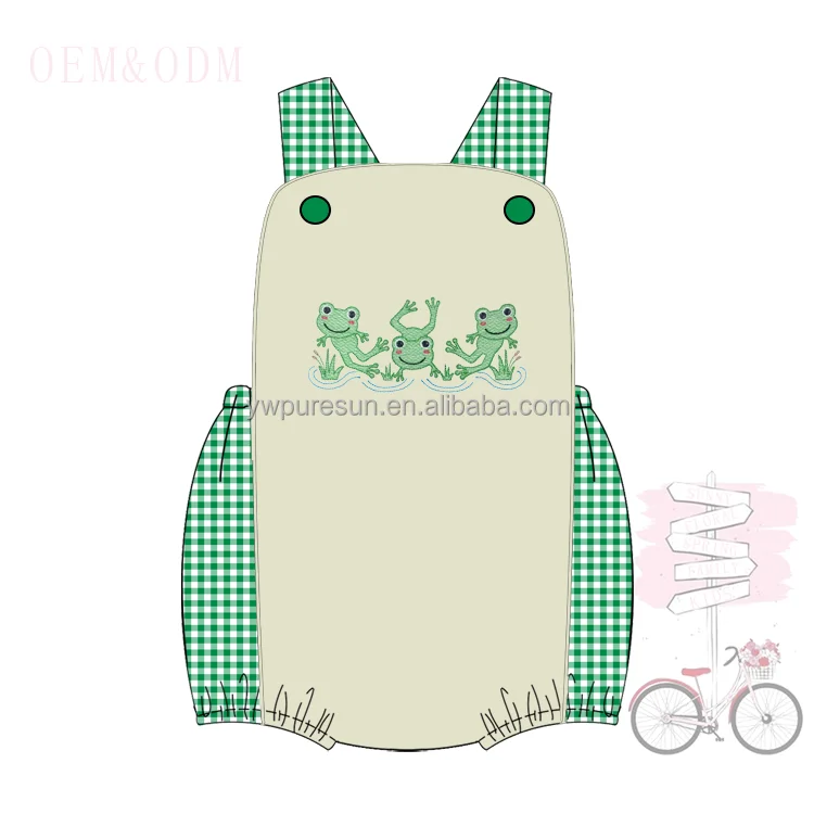 Puresun cute spring back bows frog designs flutter sleeve skirt shirt bloomer short set children wear newborn baby clothes