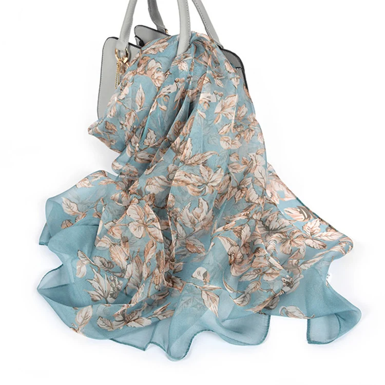 Шелковый шифоновый шарф, женские длинные шали большого размера, Осень-зима, женские шарфы, шелковая шаль из органзы