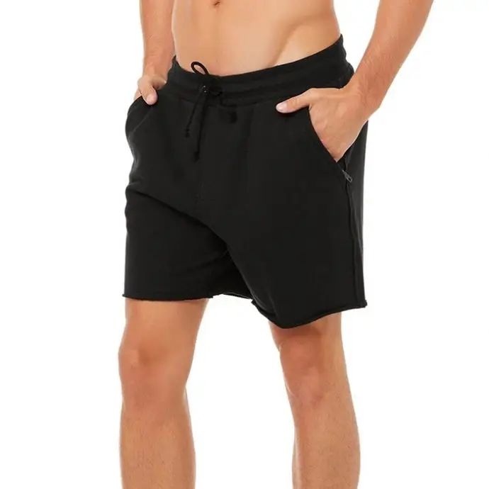 ECBC  high quality drawstring sportswear curling selvedge zipper sweatpants shorts for men