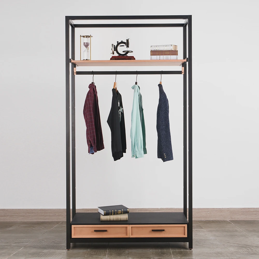 HK Series Garment Shop Shelving Display Shelving Clothes Wall Rack Shelf Stacking Racks Apparel Display Clothing Rack