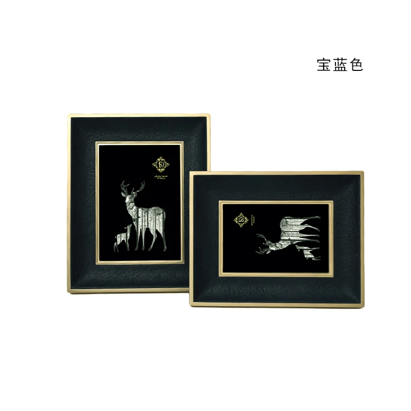 Modern light luxury simple leather photo frame decoration Living room bedroom model room decoration table 6/7 inch photo frame