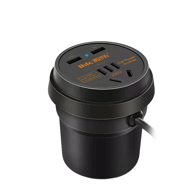 Outlet Cup Holder Car Converter Adapter with 2.4A Dual Smart Quick USB Charger Car Power Inverter 150W DC 12V to 110V 220v