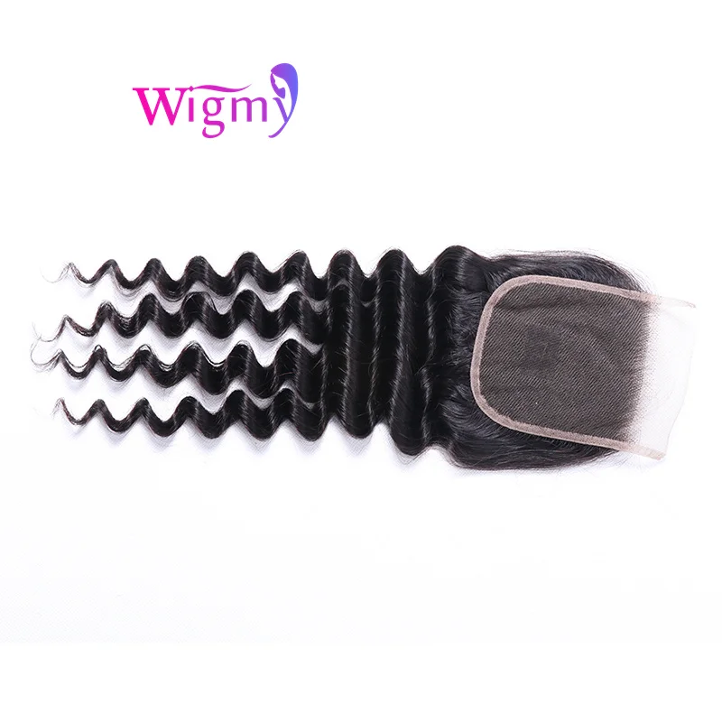 
Монгольские человеческие волосы с закрытыми волосами, натуральные свободные глубокие волнистые волосы 4*4 