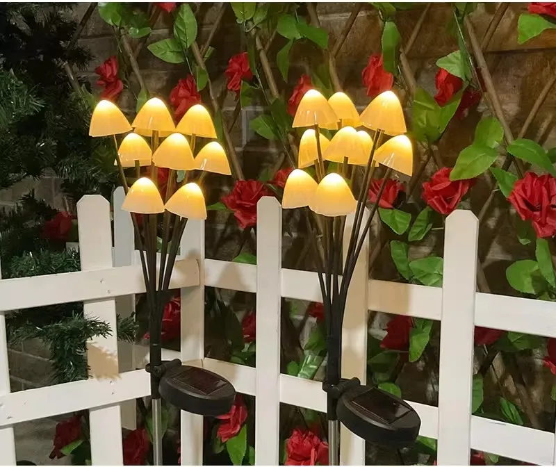 Uplumin Outdoor Waterproof Solar Lamps Mushroom Christmas Decoration Lighting Garden Backyard Landscape Mushroom Lamp