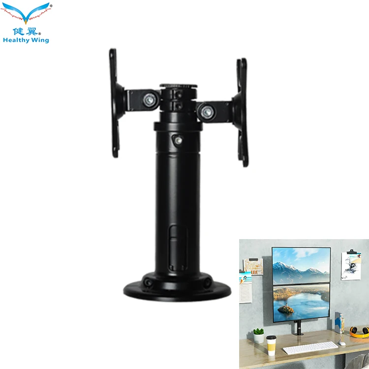 Office Use Support 14 To 29 Inch Table Triangle Tv Stand Mount Dual Monitor Arm For Aluminum Arms