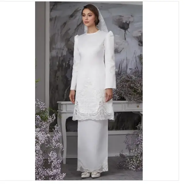 Custom Muslimah Baju Kurung Lace Embroidery Kebaya Baju Kurung Modern Women Malaysia