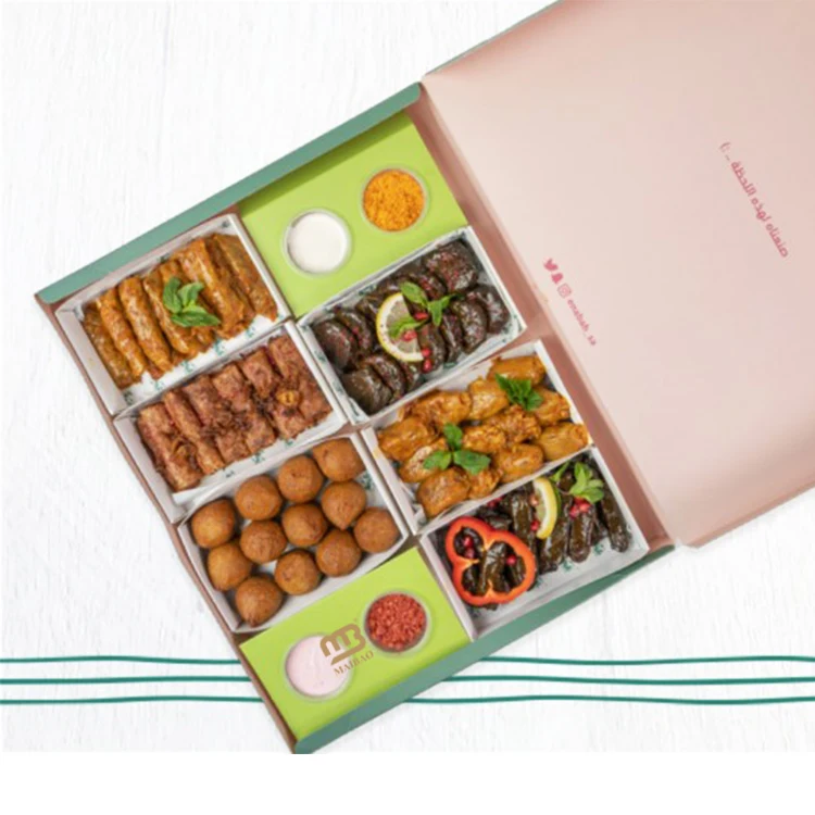 High Quality Takeout Fried Potato Kibbeh Balls Box Custom Arabic Food Packaging Boxes For Sauce Dipping Stuffed Vegetables Box