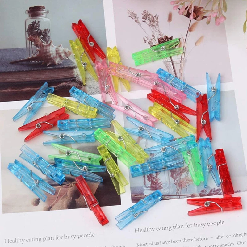 3.5CM Colorful Spring Hanging Clips Clamps Plastic Clothes Line Clips Mini Paper Photos Clip Clothespins Craft Decoration Pegs