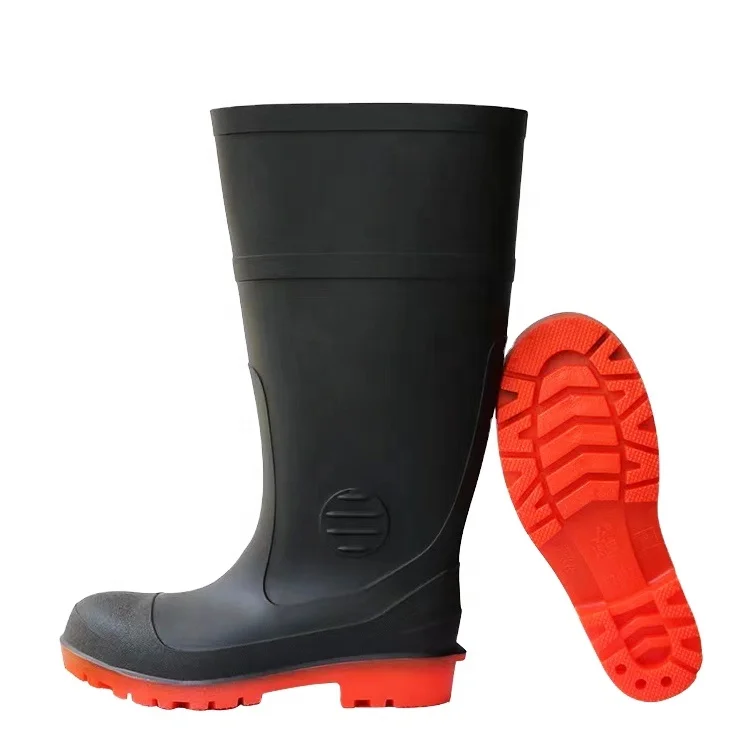 Unisex  Black  PVC  Rain  Boots Defend  Anti  SIippery Non-slip Antistatic  CE  Plastic  Safety  Boots