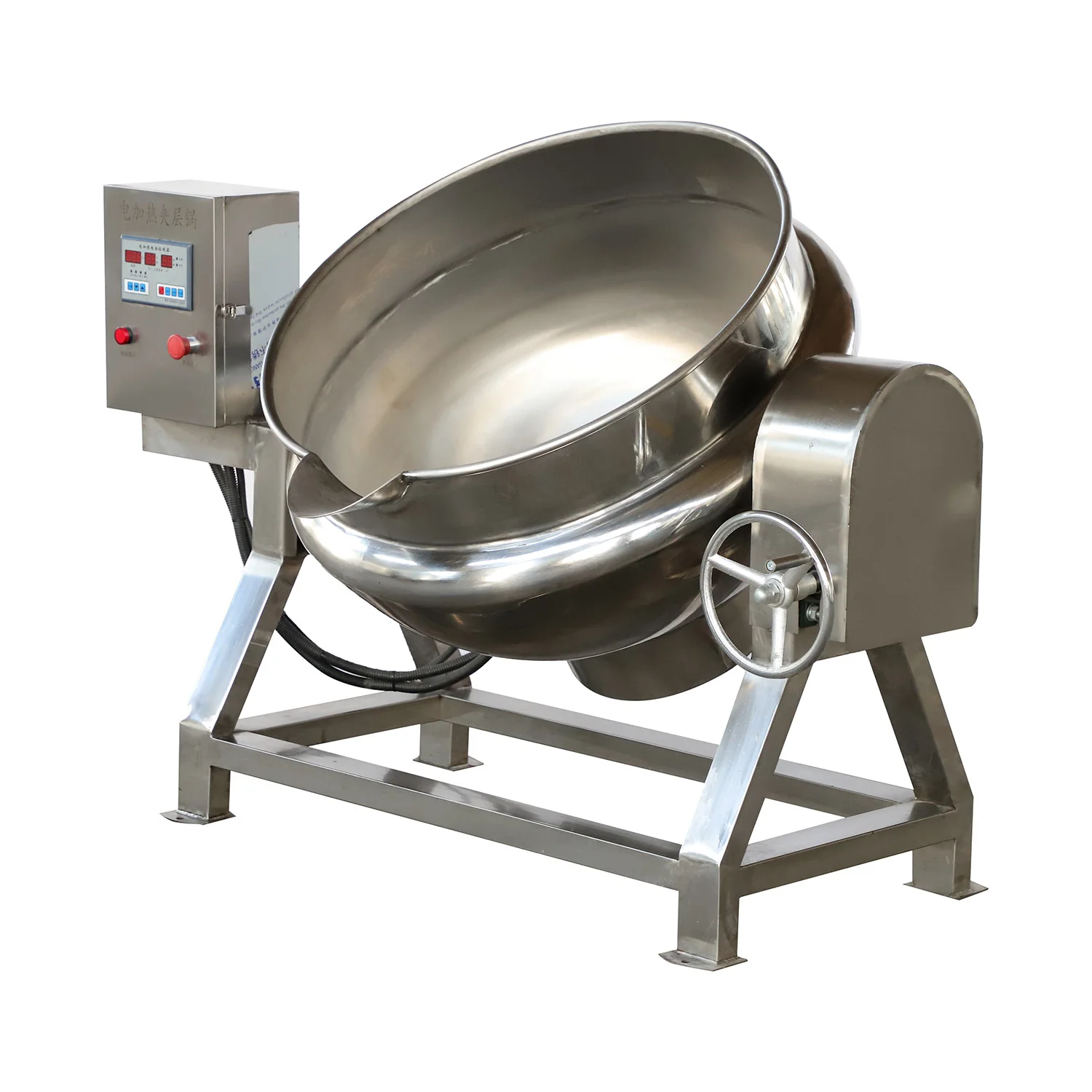 1000L Stainless Steel Steam Heating Industrial Automatic Cooking Pot Heat Transfer Oil Jacket Kettle with Shear Mixer