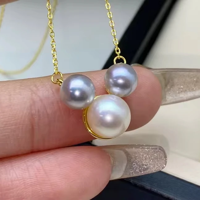 Mickey Mouse cartoon cute girls real freshwater 925 silver pearl pendant necklaces charm necklace