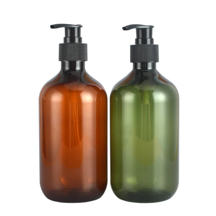 Empty Amber Green 100/150/200/300/400/500ml PET Plastic Shampoo Shower Bottles for Shampoo and Conditioner Bottles Hair