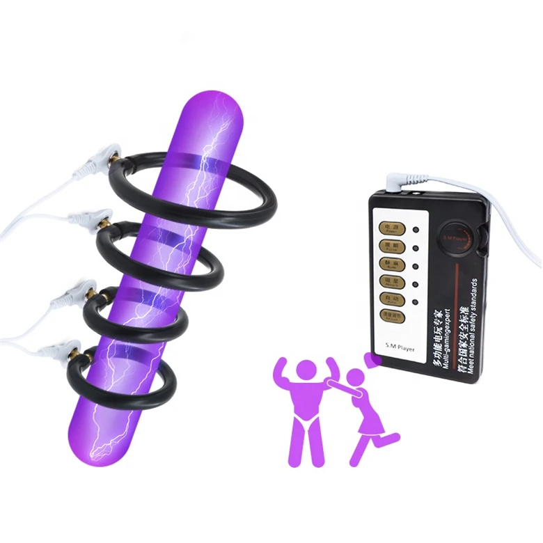 Penis Extender Electric Shock Penis Ring Pulse Therapy Cock Ring Male Masturbation Stimulation