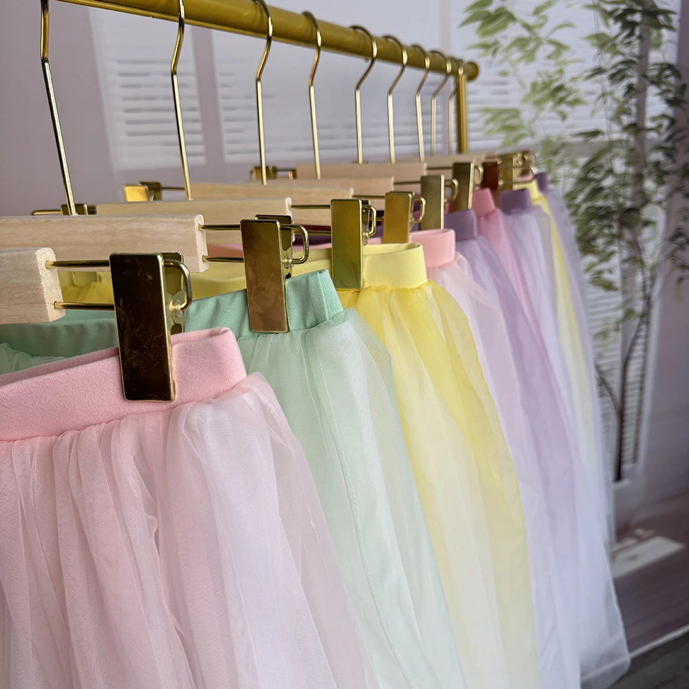 2024 new trendy hot sales dance training wear 4 layers long gradient mesh skirts for ballet