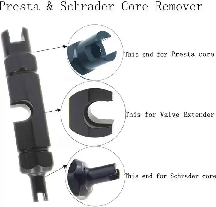 Portable Two-Head Bicycle Tire Nozzle Wrench Multi-Function Valve Core Removal Tool for Bike Repair