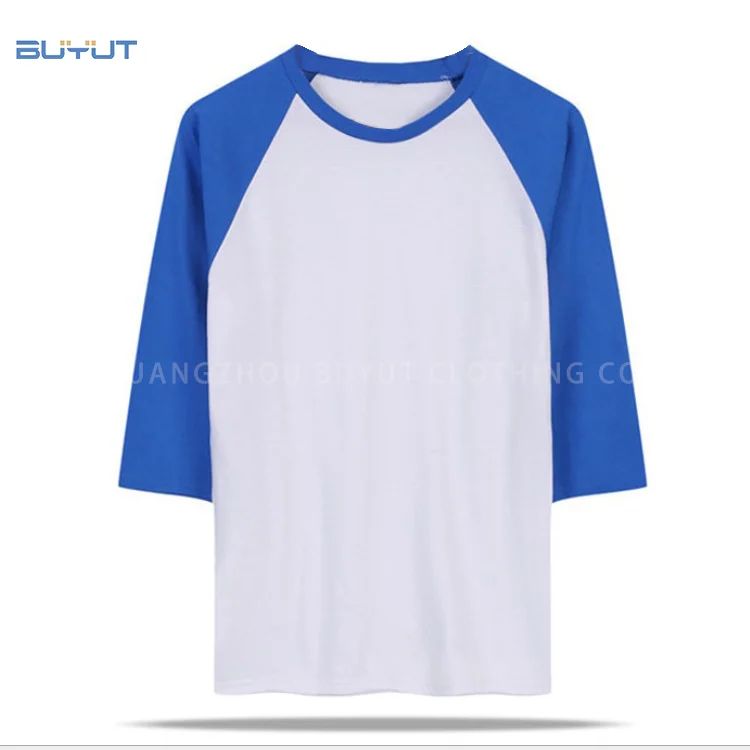 Contrast Trim unisex blank Baseball t shirts 3/4 Sleeve  Raglan Sleeves T shirt
