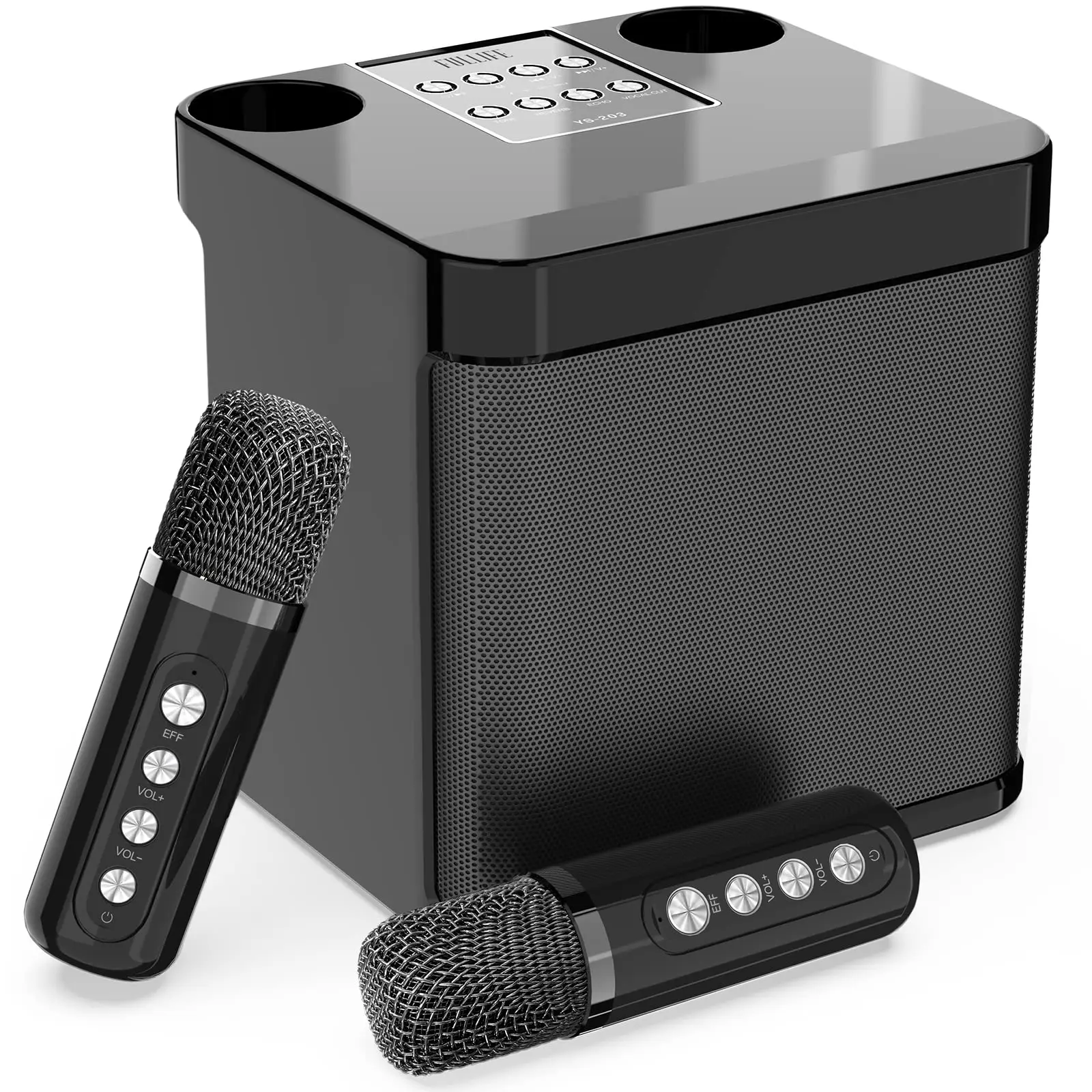 Portable Bluetooth Karaoke Speaker for TV, with 2 Wireless Microphones PA Speaker System for Indoor Outdoor Party, Family Party