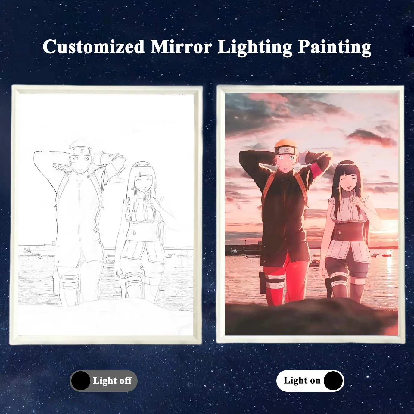 Personalized 3D ABS Photo Frame Paintings Unique Handmade Wall Art  Mirror 3 Color Dimmable Night Light