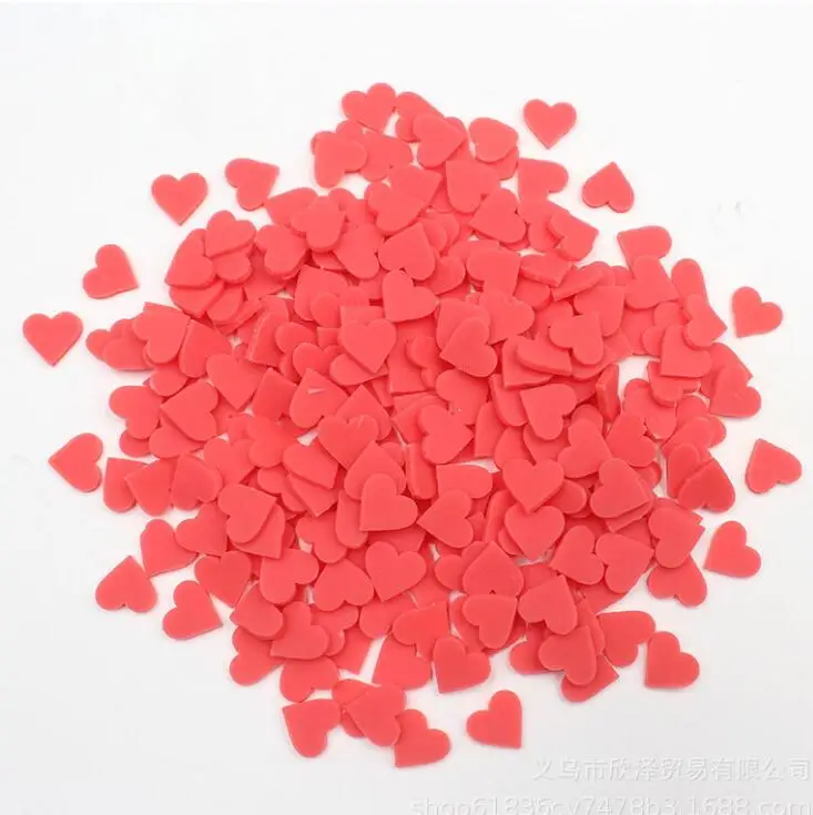 New Design Red Heart Polymer Slices Diy Accessories Clay Fruit for