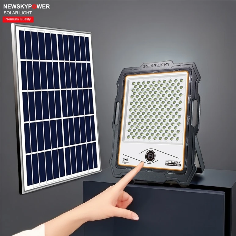 Wholesale MJ-DW Solar Flood Light Waterproof IP67 400w LED With Remote Control CCTV 1080P 4G Camera For Stadiums