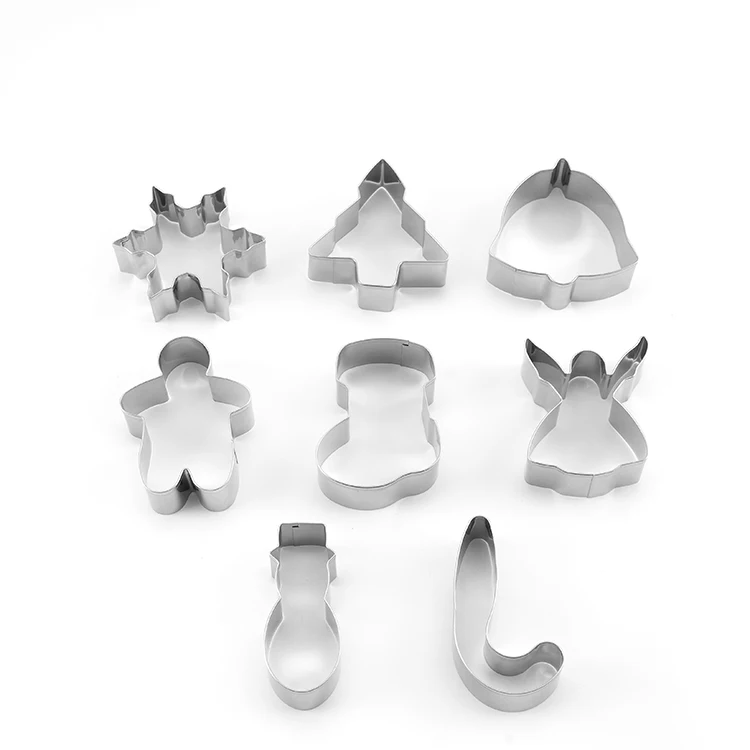 
8 pieces promotional bakeware high quality stainless steel classical Christmas theme cookie cutters set 