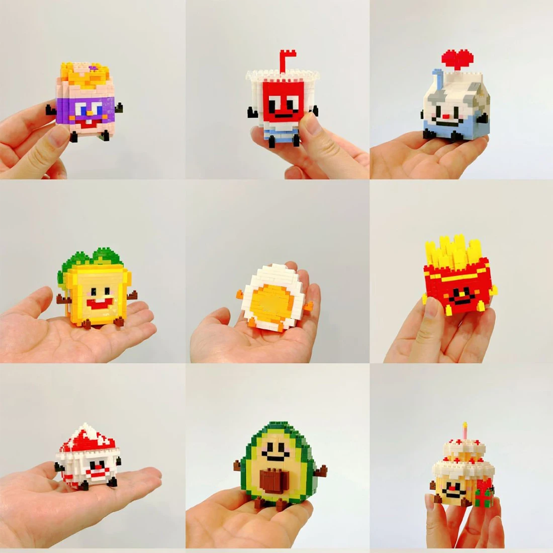Happy food play series puzzle building blocks bricks toys mini building blocks sets funny food blocks with 12 styles